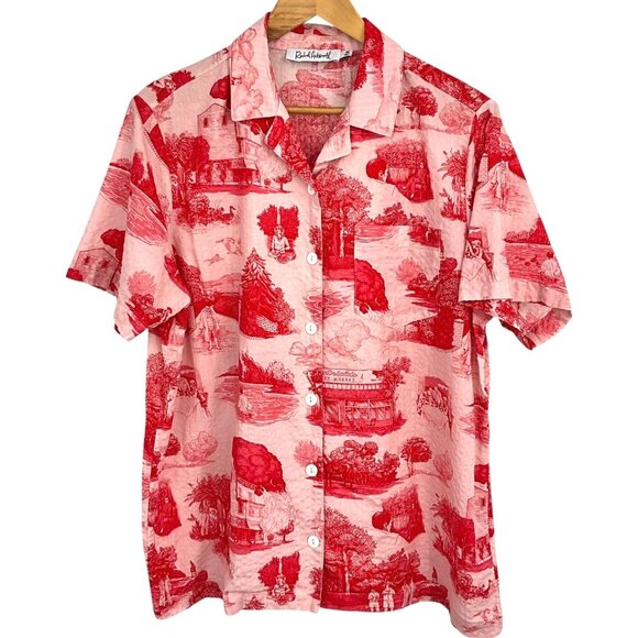 Rachel Antonoff James Shirt Tony Soprano Toile Pink Short Sleeve Button Size M - Picture 1 of 8